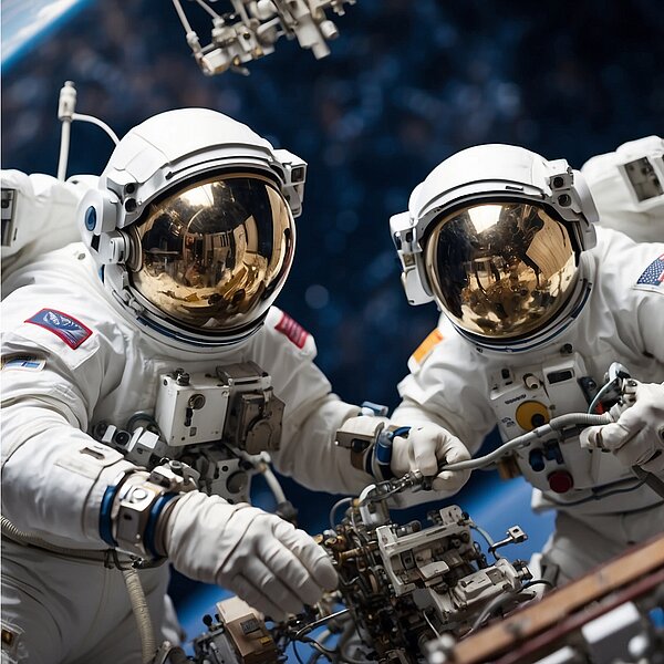 Astronauten arbeiten im Weltraum, um wissenschaftliche Experimente durchzuführen und die Erde aus der Ferne zu beobachten.