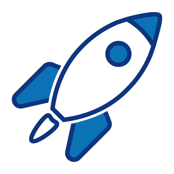 Vektor-Icon eines Rockets, das einen Aufstieg oder Fortschritt symbolisiert.