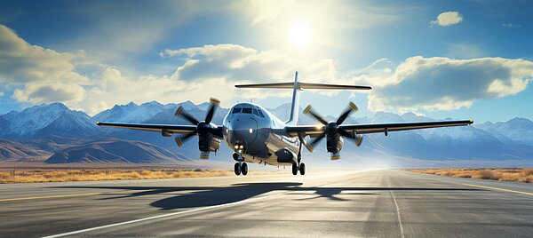 A large aeroplane is just taking off from the runway.