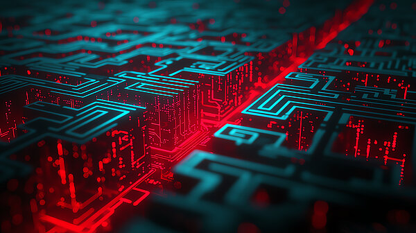 Extreme detail of microchip structure.