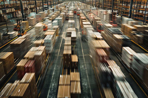 Packages are moved in warehouse in speedy way